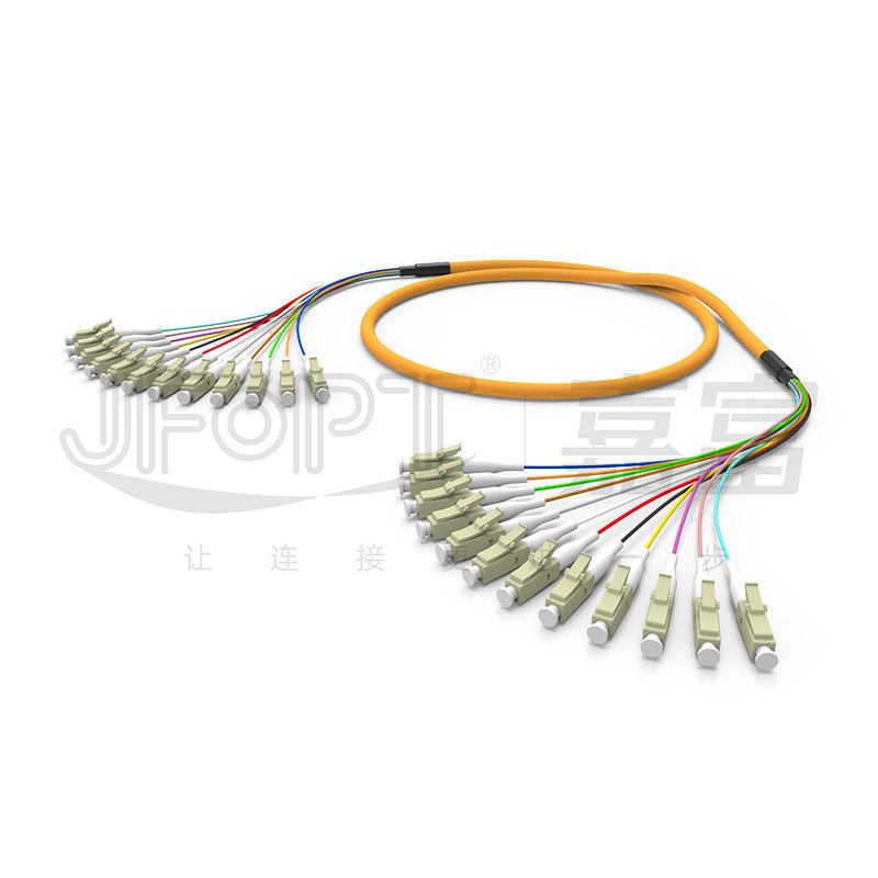 LC - aguamarina con varios modos de funcionamiento del cordón de remiendo de la fibra óptica de la rama del paquete de la base del LC 12 50/125 6.2m m LSZH
