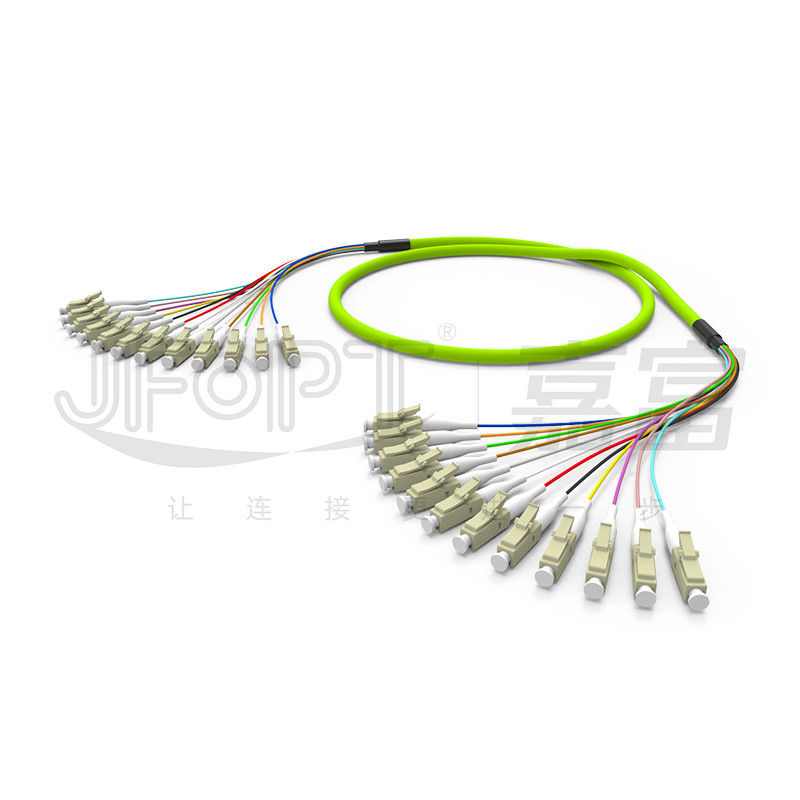 LC - aguamarina con varios modos de funcionamiento del cordón de remiendo de la fibra óptica de la rama del paquete de la base del LC 12 50/125 6.2m m LSZH