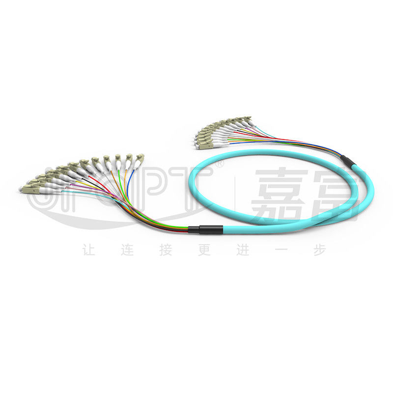 LC - aguamarina con varios modos de funcionamiento del cordón de remiendo de la fibra óptica de la rama del paquete de la base del LC 12 50/125 6.2m m LSZH