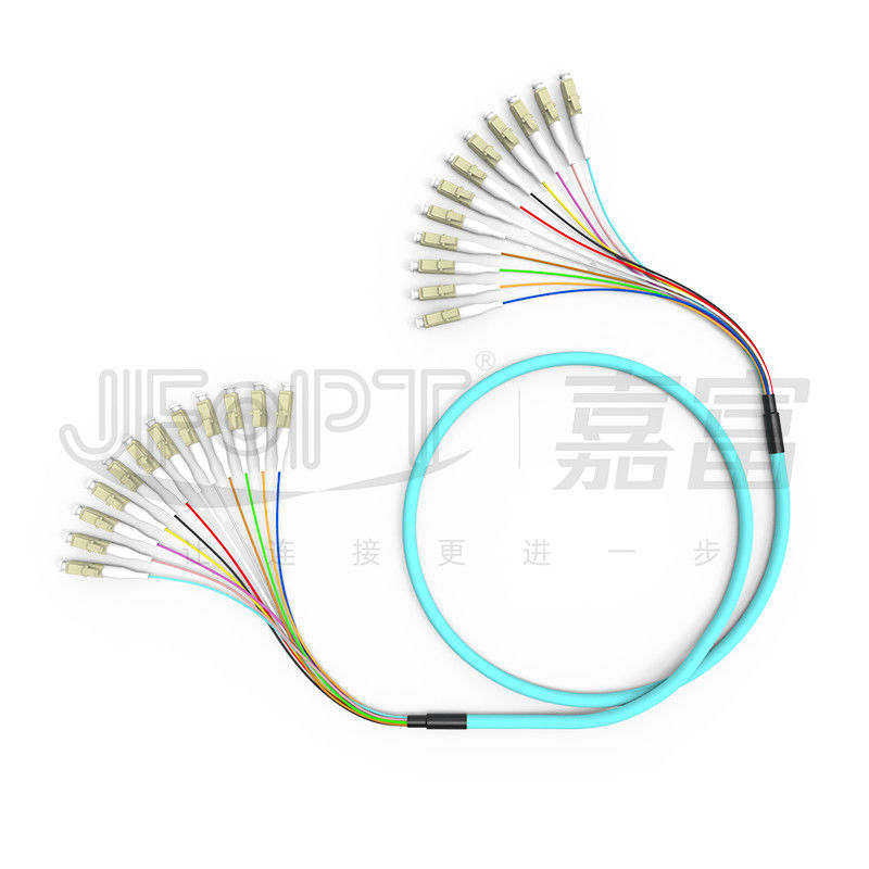 LC - aguamarina con varios modos de funcionamiento del cordón de remiendo de la fibra óptica de la rama del paquete de la base del LC 12 50/125 6.2m m LSZH
