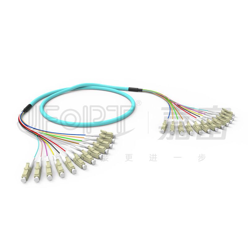 LC - aguamarina con varios modos de funcionamiento del cordón de remiendo de la fibra óptica de la rama del paquete de la base del LC 12 50/125 6.2m m LSZH
