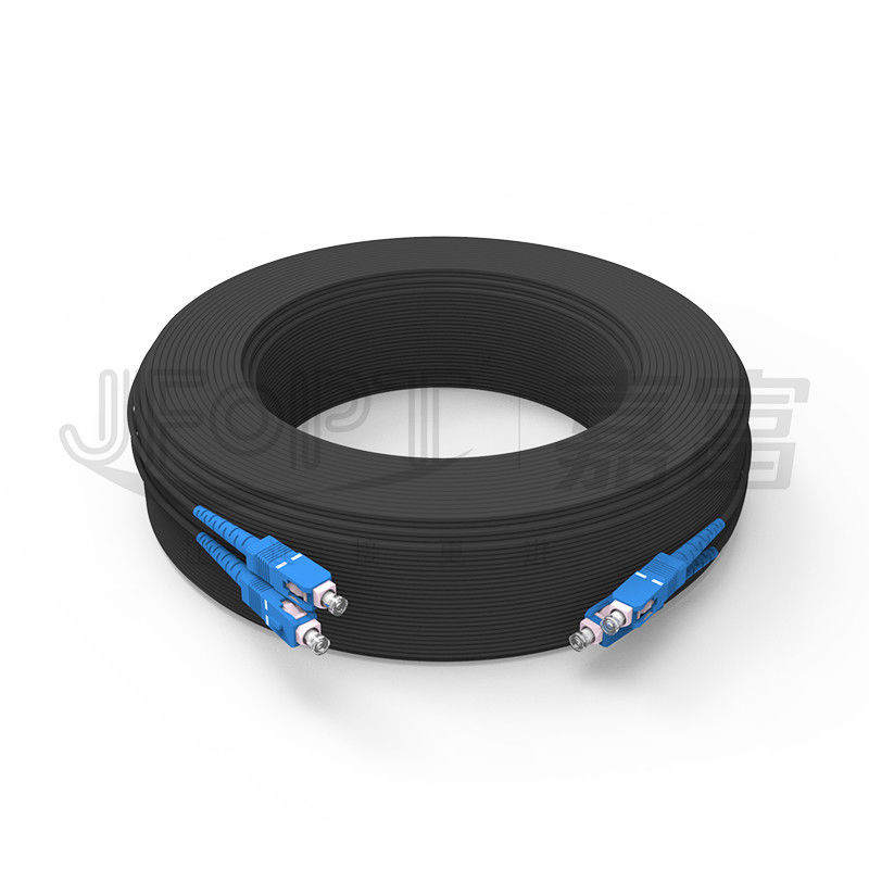 Puente resistente ULTRAVIOLETA 2.0*5.0m m del cable de descenso del cordón de remiendo de la fibra óptica del negro de FRP LSZH Autosupported