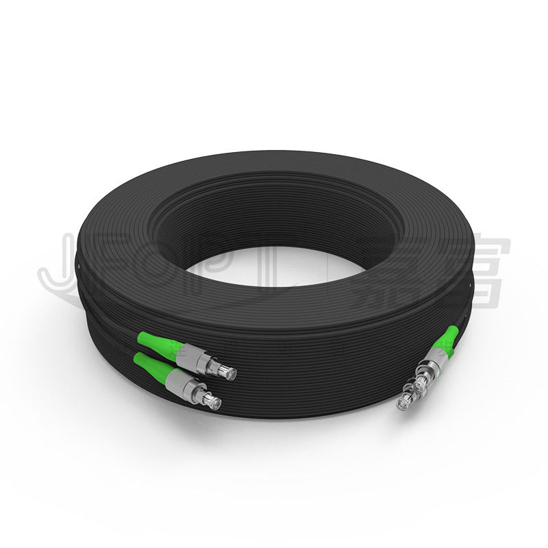 Puente resistente ULTRAVIOLETA 2.0*5.0m m del cable de descenso del cordón de remiendo de la fibra óptica del negro de FRP LSZH Autosupported