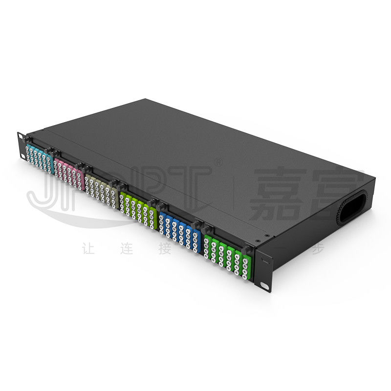 El panel de remiendo de fibra estándar 1U corazones de 19 pulgadas 144 con los casetes de 6PCS MPO-LC 24F MPO