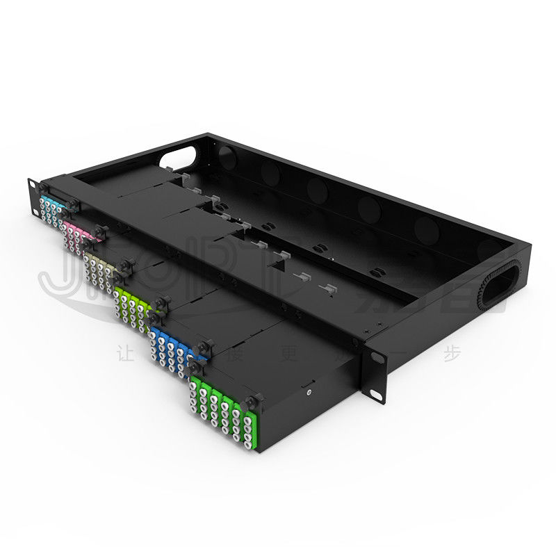 El panel de remiendo de fibra estándar 1U corazones de 19 pulgadas 144 con los casetes de 6PCS MPO-LC 24F MPO