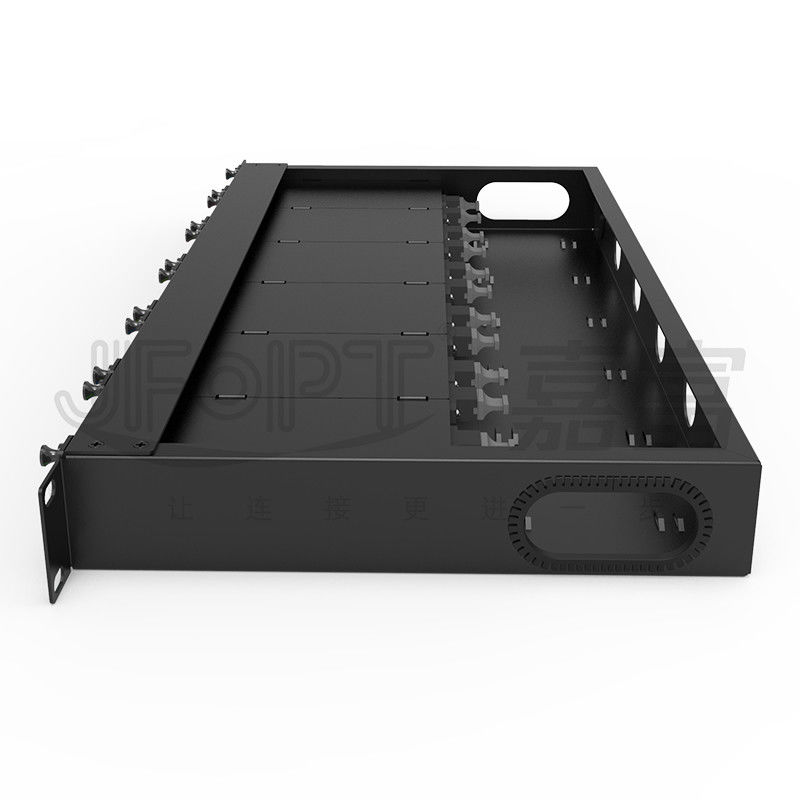 El panel de remiendo de fibra estándar 1U corazones de 19 pulgadas 144 con los casetes de 6PCS MPO-LC 24F MPO