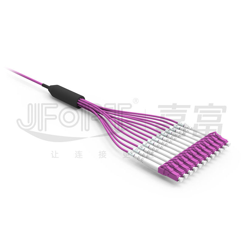 Mini Cable 12 quita el corazón al cable de fribra óptica pre terminado con la rama con varios modos de funcionamiento de la violeta OM4 los 0.5m de los conectores del LC UPC