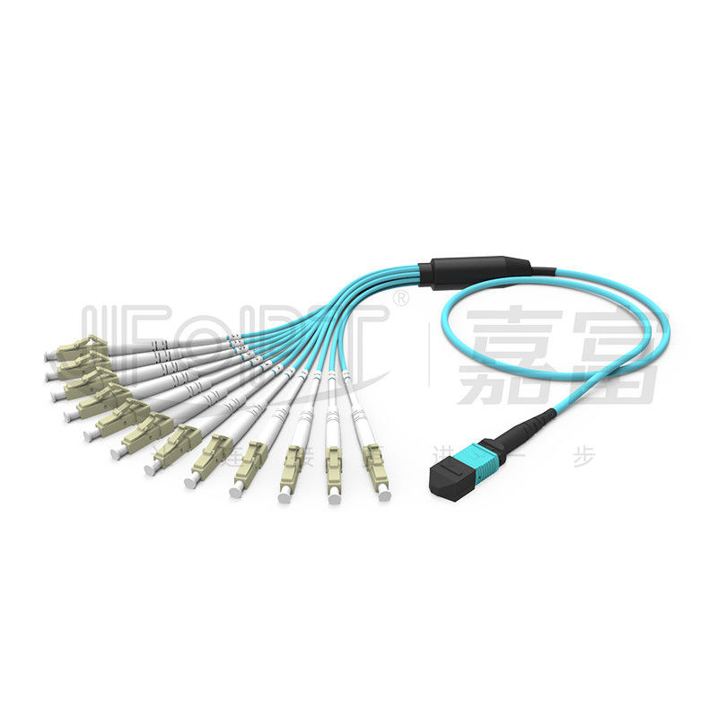 12 fibras duplican la aguamarina con varios modos de funcionamiento del cable MPO-LC/SC/FC/ST 50/125 3.0m m LSZH del desbloqueo de MPO
