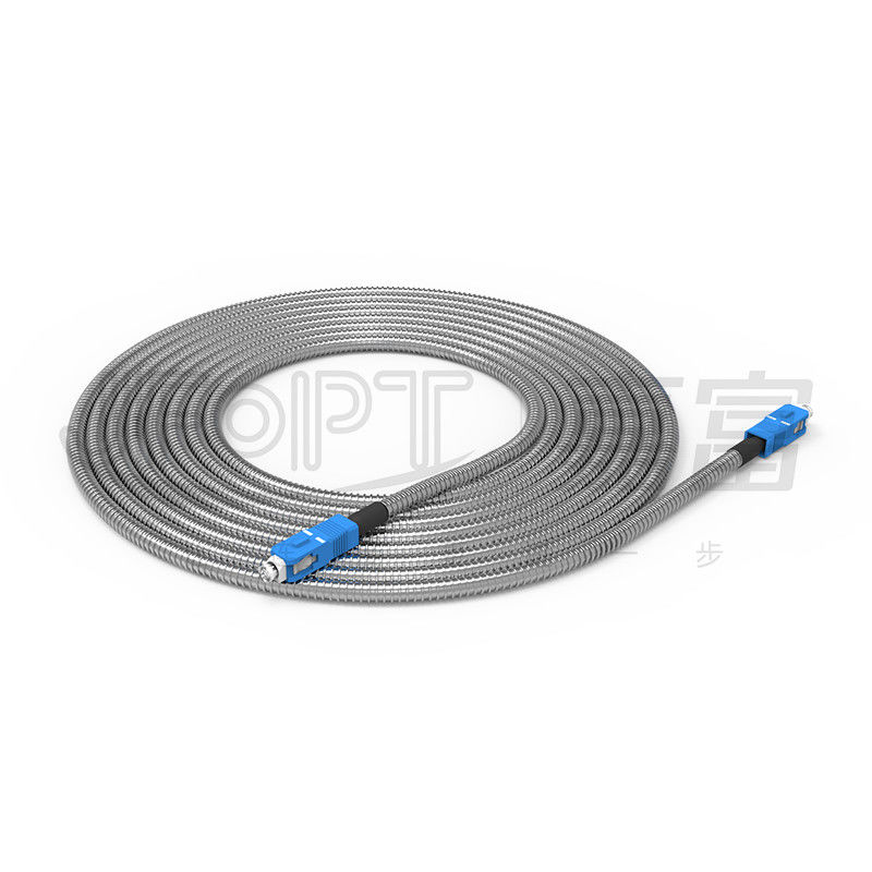 Cordón de remiendo acorazado espiral externo del cable de fribra óptica acorazado 6.0m m interior inarrugable