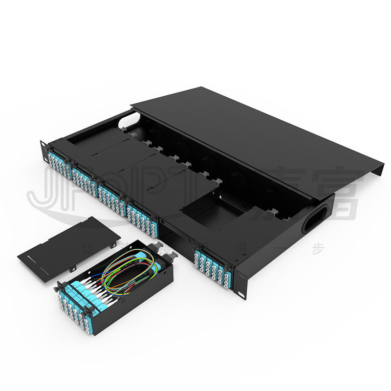 Los casetes del panel de remiendo de fibra del soporte de estante 6pcs MPO con los corazones 1pc 24 o 2pcs 12 quitan el corazón al cable de MPO-LC