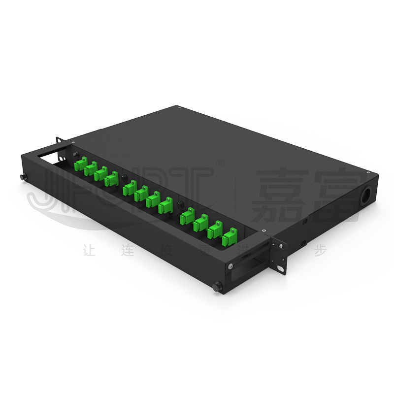 12-48 las fibras atormentan ST 1U del SC FC del LC del panel de remiendo de fibra del soporte fijaron la caja de distribución de la fibra