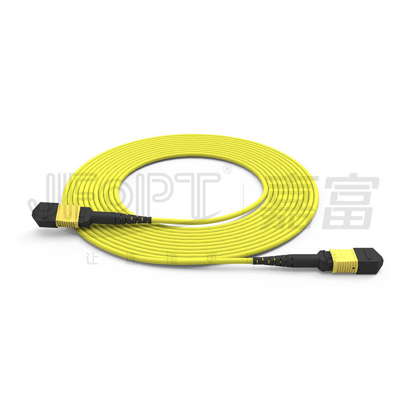 12 cordón de remiendo de pequeñas pérdidas del cable MPO del tronco del solo modo MPO de la base LSZH amarillo G657A1/A2