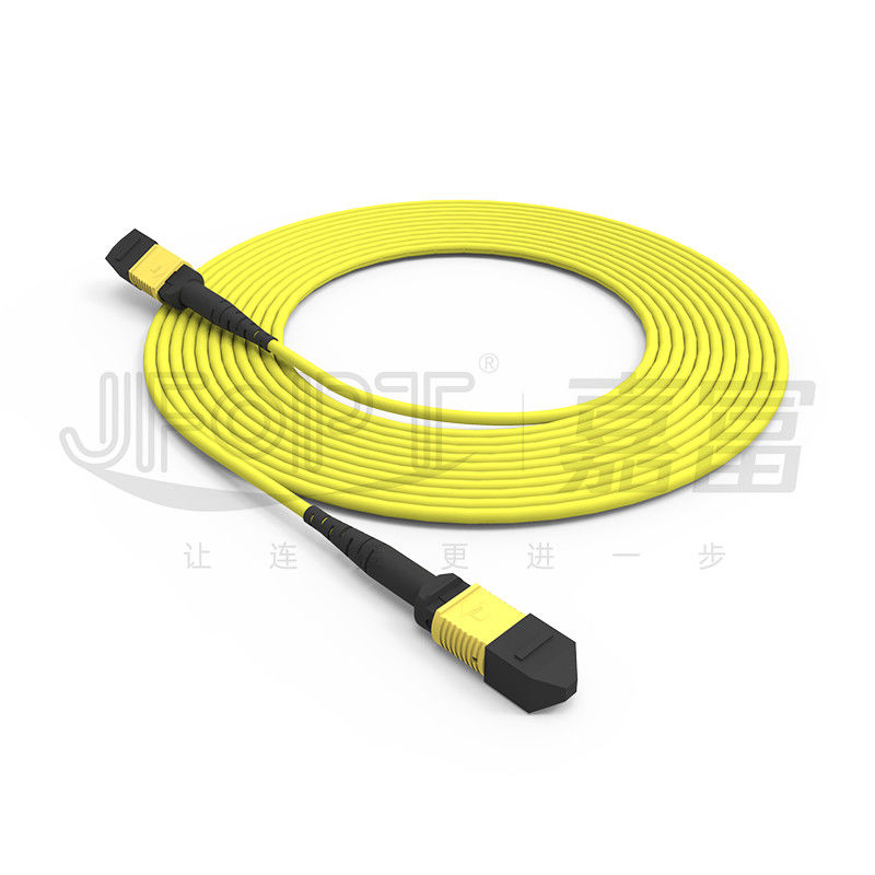 12 cordón de remiendo de pequeñas pérdidas del cable MPO del tronco del solo modo MPO de la base LSZH amarillo G657A1/A2