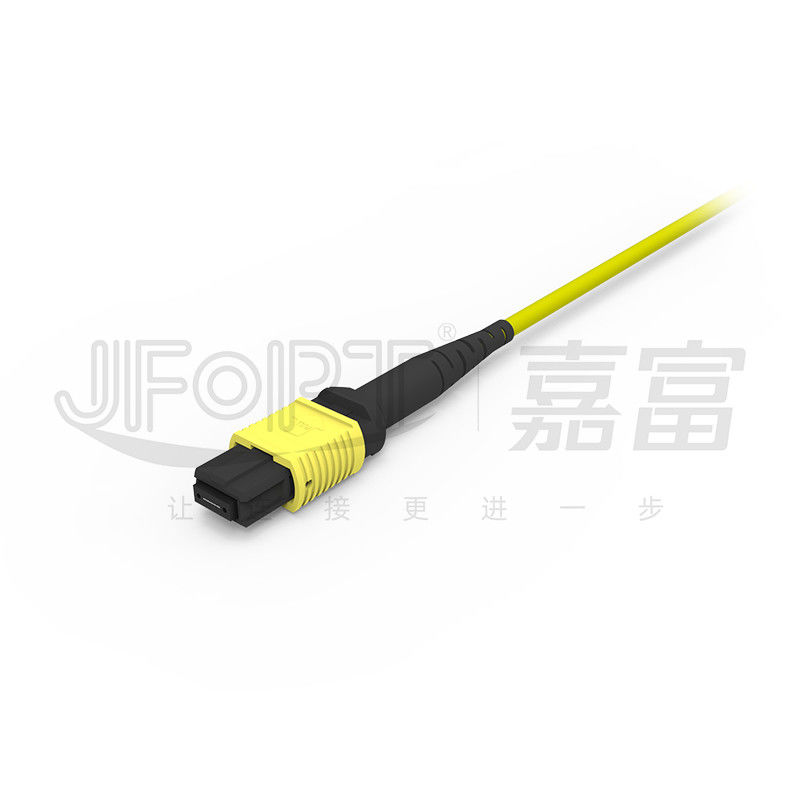 12 cordón de remiendo de pequeñas pérdidas del cable MPO del tronco del solo modo MPO de la base LSZH amarillo G657A1/A2
