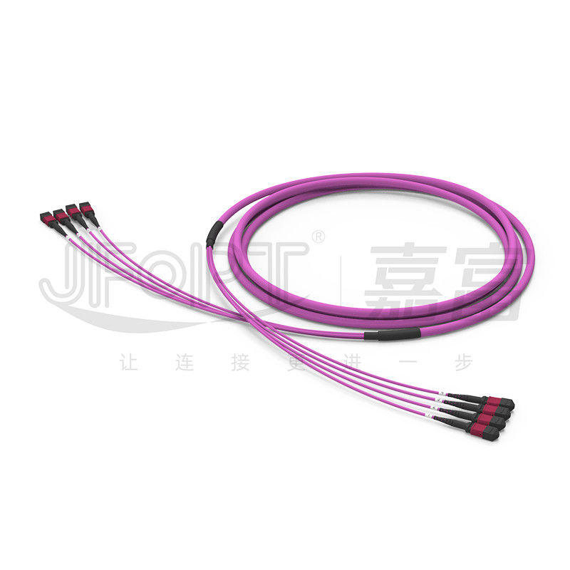 48 rama del cable 0.5m del tronco del puente OM4 MPO de la espina dorsal de la unidad de los corazones 4 con el ojo de tracción