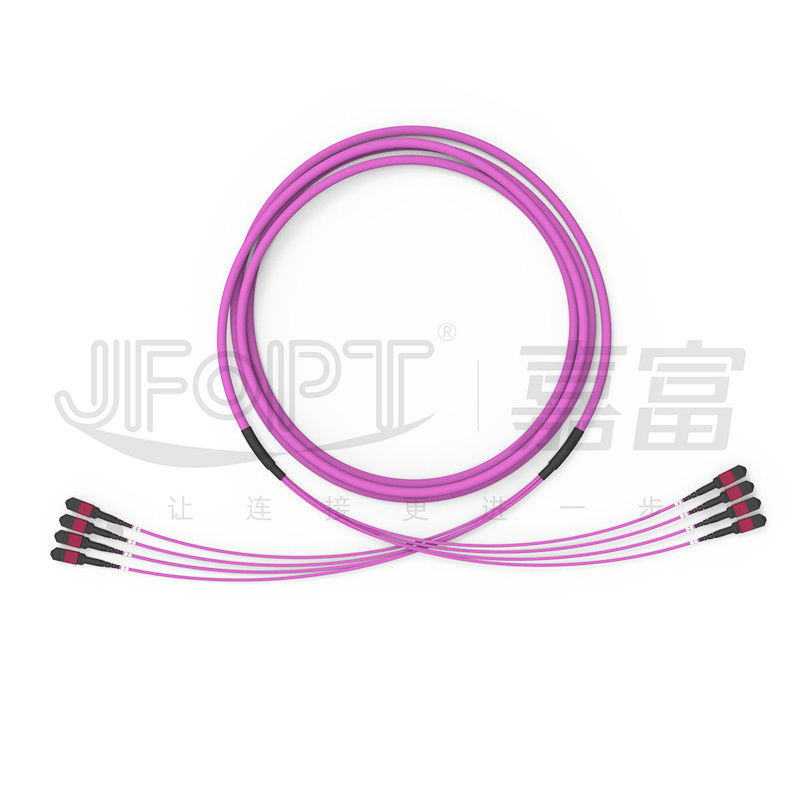 48 rama del cable 0.5m del tronco del puente OM4 MPO de la espina dorsal de la unidad de los corazones 4 con el ojo de tracción