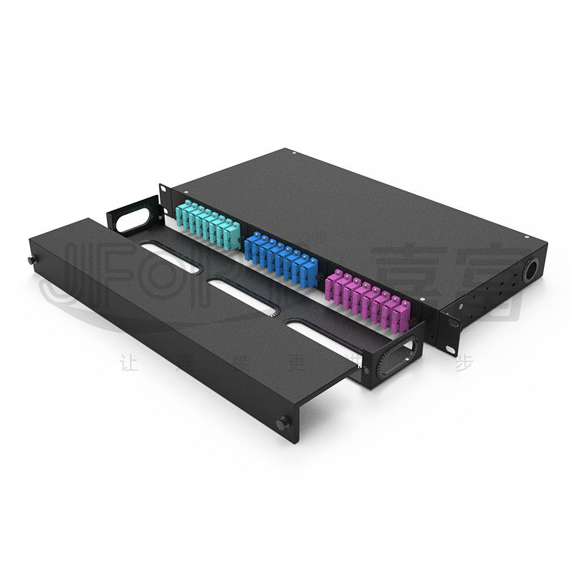 El panel de remiendo fijo del solo modo del SC DX de la base de la caja de distribución de la fibra 1U 48