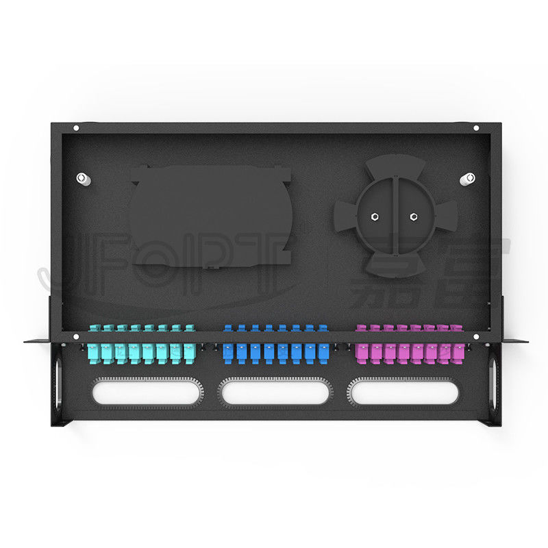 El panel de remiendo fijo del solo modo del SC DX de la base de la caja de distribución de la fibra 1U 48