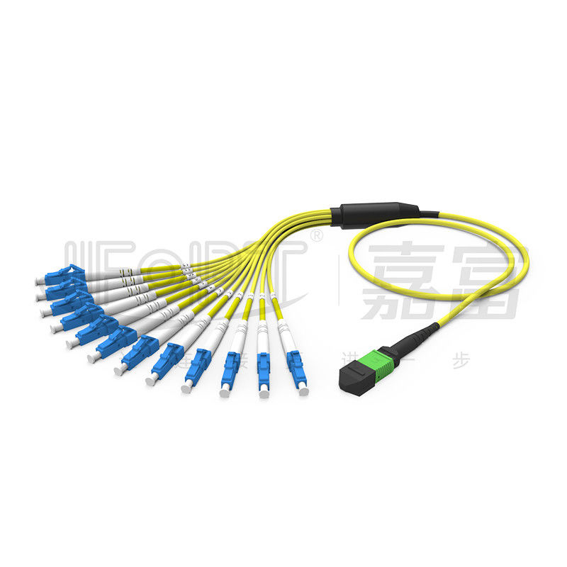 Mini MPO cordón de remiendo de la fibra de la rama MPO del cable 2.0m m del desbloqueo de MPO-LC 3,0
