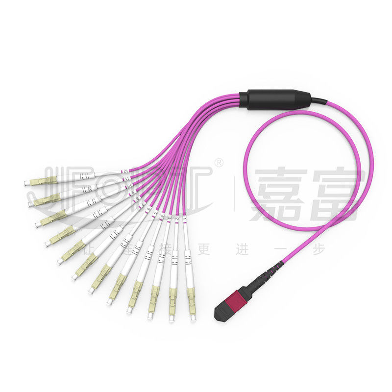 Mini MPO cordón de remiendo de la fibra de la rama MPO del cable 2.0m m del desbloqueo de MPO-LC 3,0