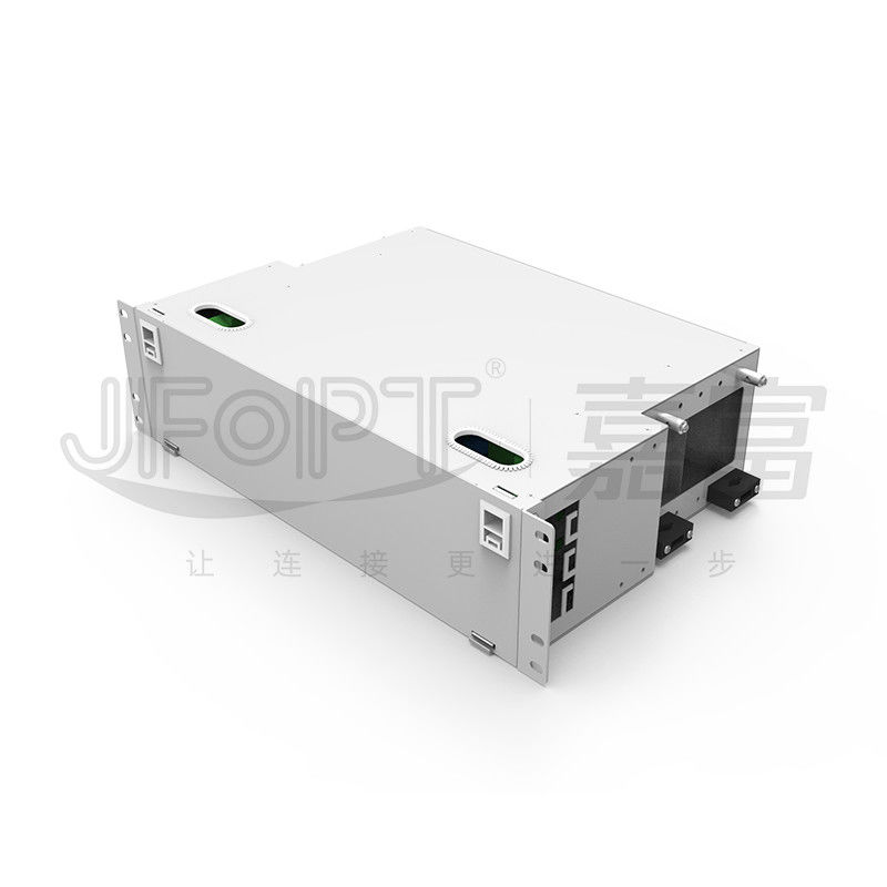 96 caja de la fibra del LC DX ODF del panel de remiendo de la base 3U con 4 bandejas modulares