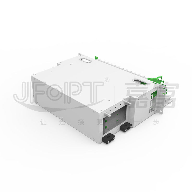96 caja de la fibra del LC DX ODF del panel de remiendo de la base 3U con 4 bandejas modulares