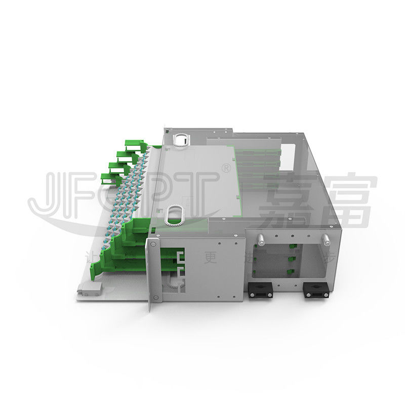 96 caja de la fibra del LC DX ODF del panel de remiendo de la base 3U con 4 bandejas modulares