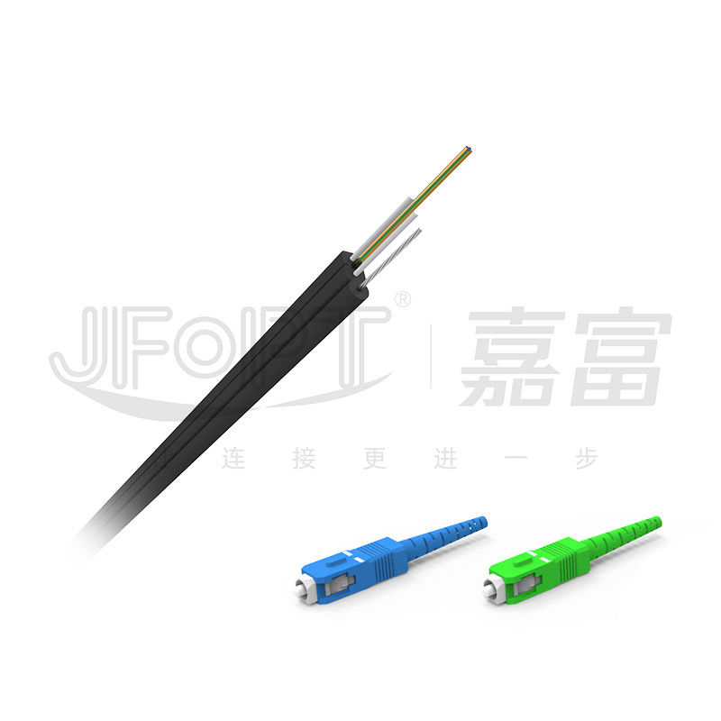 Cable de fibra óptica reforzado de FRP de soporte propio con amortiguador estrecho SC-SC de núcleo único G657A1/A2