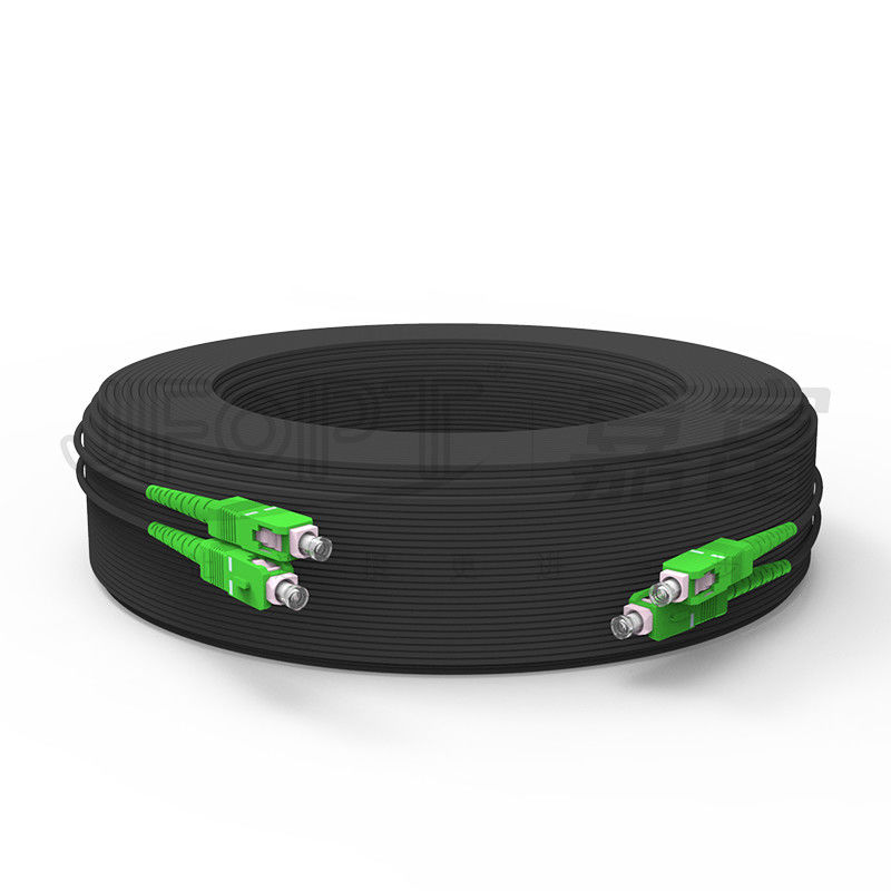 Cable de fibra óptica reforzado de FRP de soporte propio con amortiguador estrecho SC-SC de núcleo único G657A1/A2