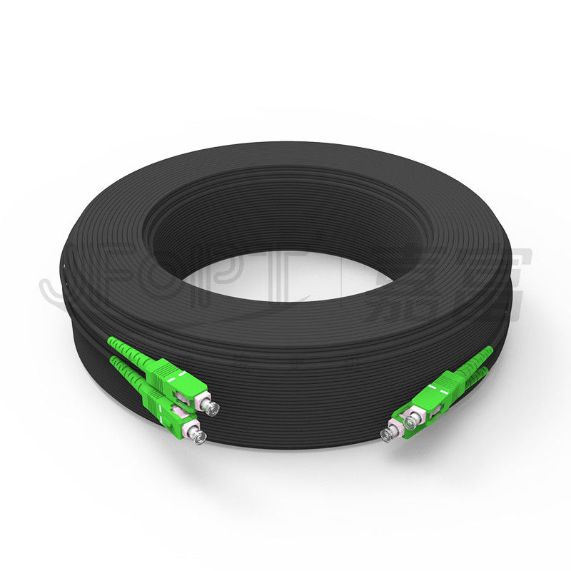 Cable de fibra óptica reforzado de FRP de soporte propio con amortiguador estrecho SC-SC de núcleo único G657A1/A2