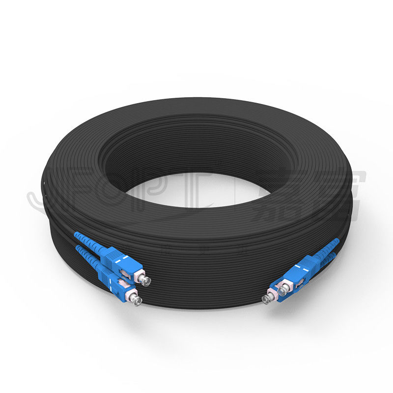 Cable de fibra óptica reforzado de FRP de soporte propio con amortiguador estrecho SC-SC de núcleo único G657A1/A2