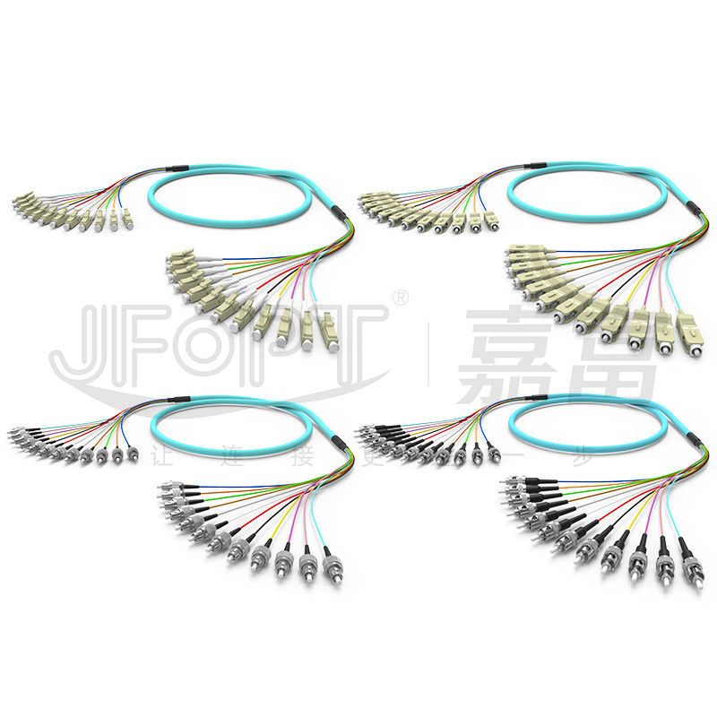 10 Gigabit de la cinta de la rama Multimode cordón de parche 2-24 núcleos OM3/OM4 Aqua LSZH rama 2.0/3.0mm