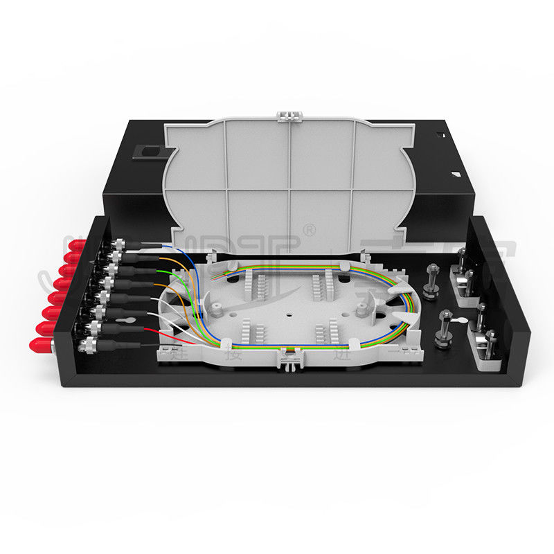 Caja de terminación de fibra óptica de tipo cerradura escritorio / montado en la pared SC/LC/FC/ST 8-12 puertos Negro