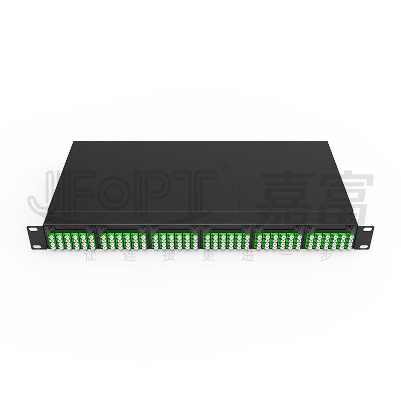 Chasis modular de alta densidad para adaptador cuádruple de LC MPO SM SL Panel de parches MPO-LC de 144 núcleos Caja de módulos sin fusión