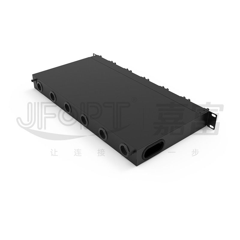 Chasis modular de alta densidad para adaptador cuádruple de LC MPO SM SL Panel de parches MPO-LC de 144 núcleos Caja de módulos sin fusión