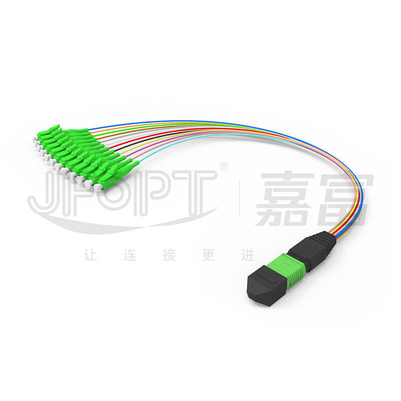 MPO-LC 0.9mm 12Cores Breakout Cable longitud personalizada SM G657a1 Fibra módulo de fibra múltiple caja adaptador Cordón de parche