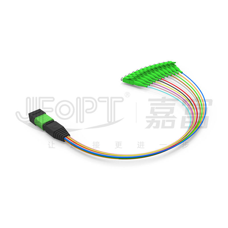 MPO-LC 0.9mm 12Cores Breakout Cable longitud personalizada SM G657a1 Fibra módulo de fibra múltiple caja adaptador Cordón de parche