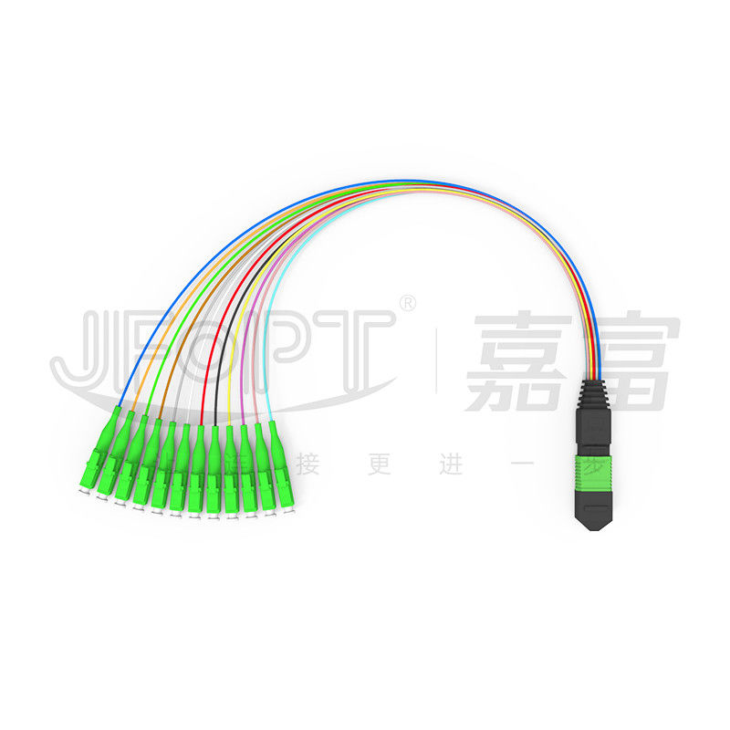 MPO-LC 0.9mm 12Cores Breakout Cable longitud personalizada SM G657a1 Fibra módulo de fibra múltiple caja adaptador Cordón de parche
