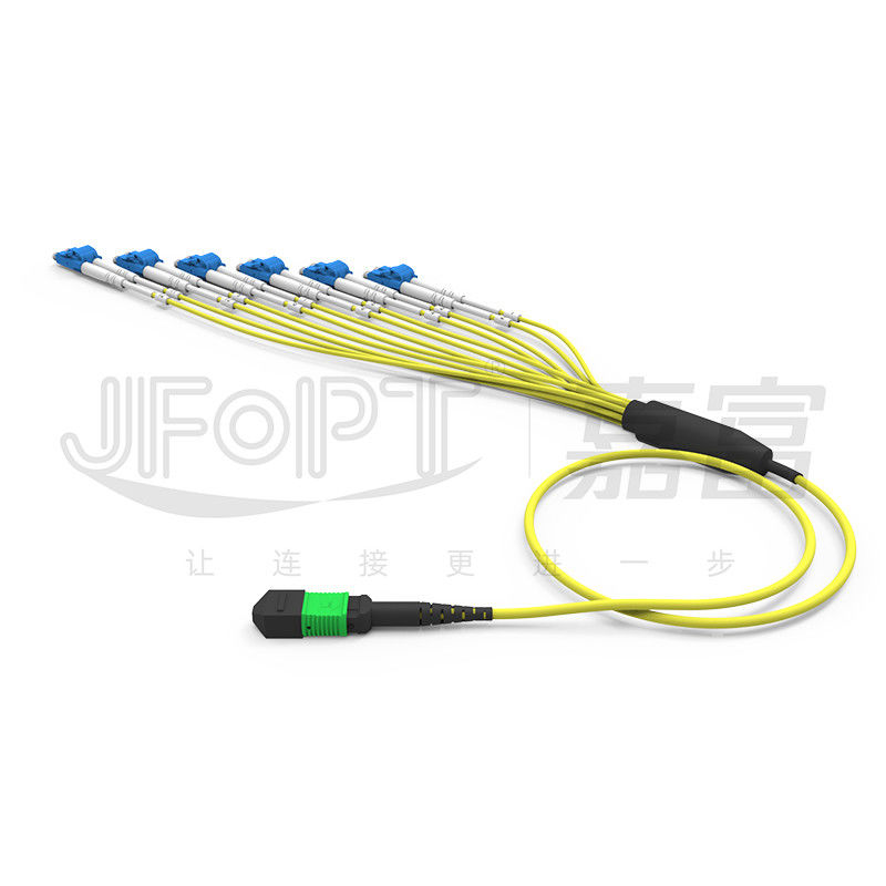 Diseño de longitud desigual MPO-LC adapta entornos de cableado complejos SM Breakout Cable 12 Fiber Customizable LC DX Patch Cord