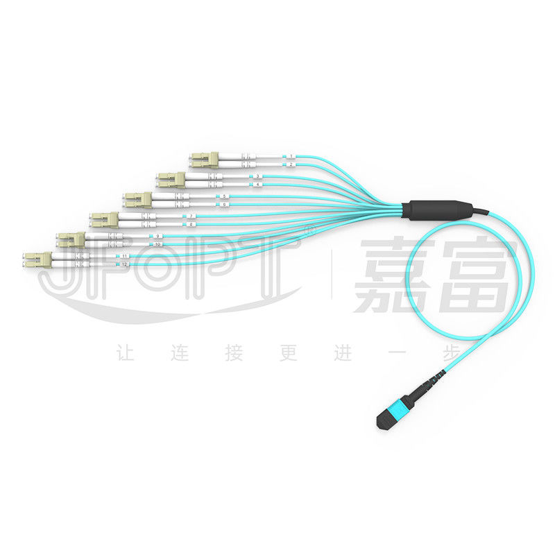 Cables MPO con conector LC de 12 fibras, extremo único OM3 OM4 MPO, extremo LC dúplex