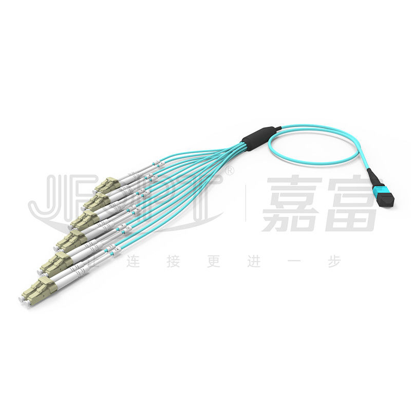 Cables MPO con conector LC de 12 fibras, extremo único OM3 OM4 MPO, extremo LC dúplex