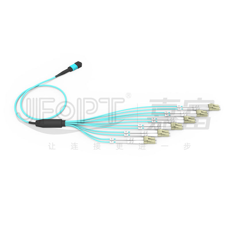 Cables MPO con conector LC de 12 fibras, extremo único OM3 OM4 MPO, extremo LC dúplex