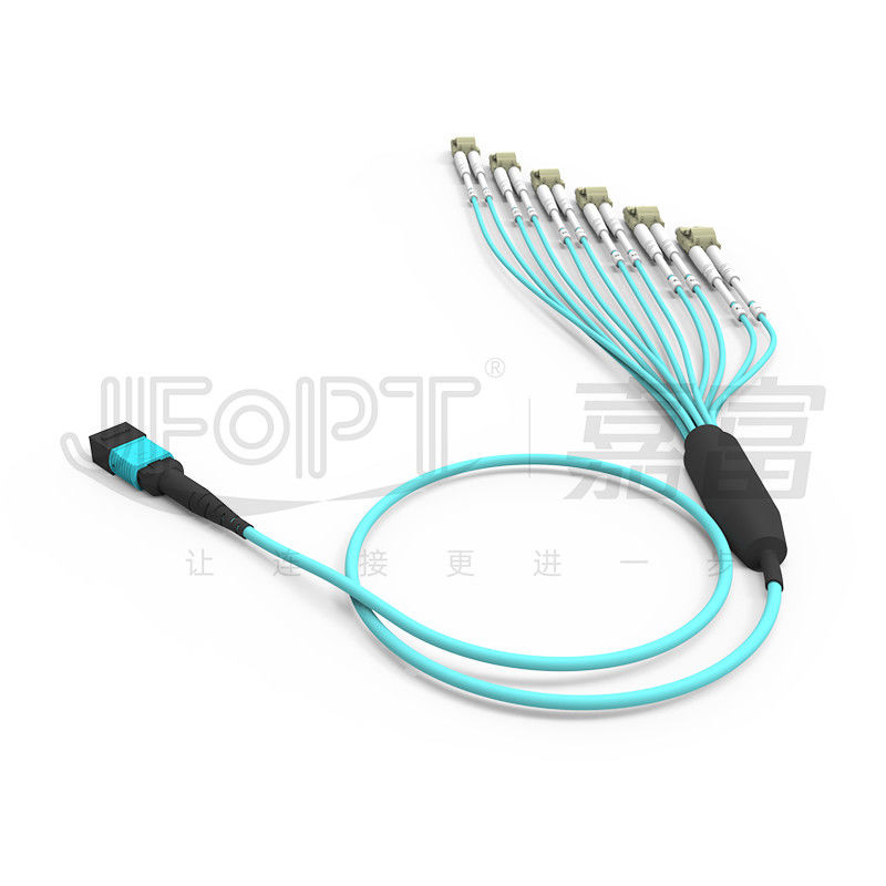 Cables MPO con conector LC de 12 fibras, extremo único OM3 OM4 MPO, extremo LC dúplex